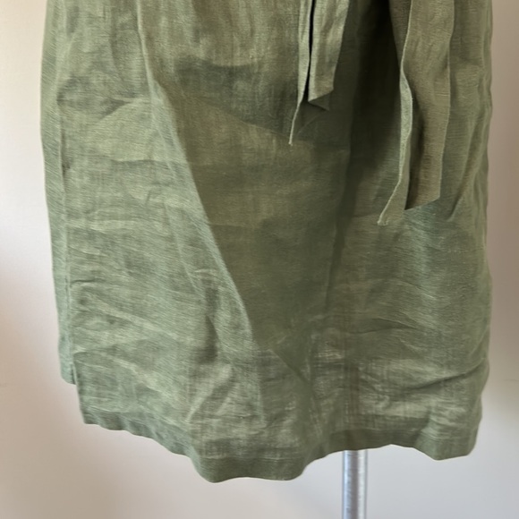 FRAME DENIM Linen Off the Shoulder Dress Olive Green Tie Waist Sz XS - Picture 4 of 12